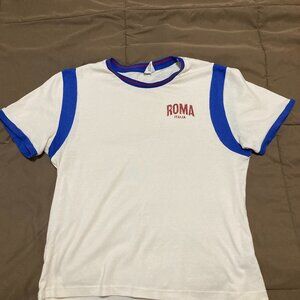 Urban Outfitters Women Roma Sport Graphic Ringer Baby Tee Size Large